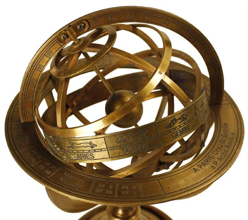 NAUTICALMART Brass Antique Finish Armillary Celestial Globe with Zodiac Engravings - Image 1